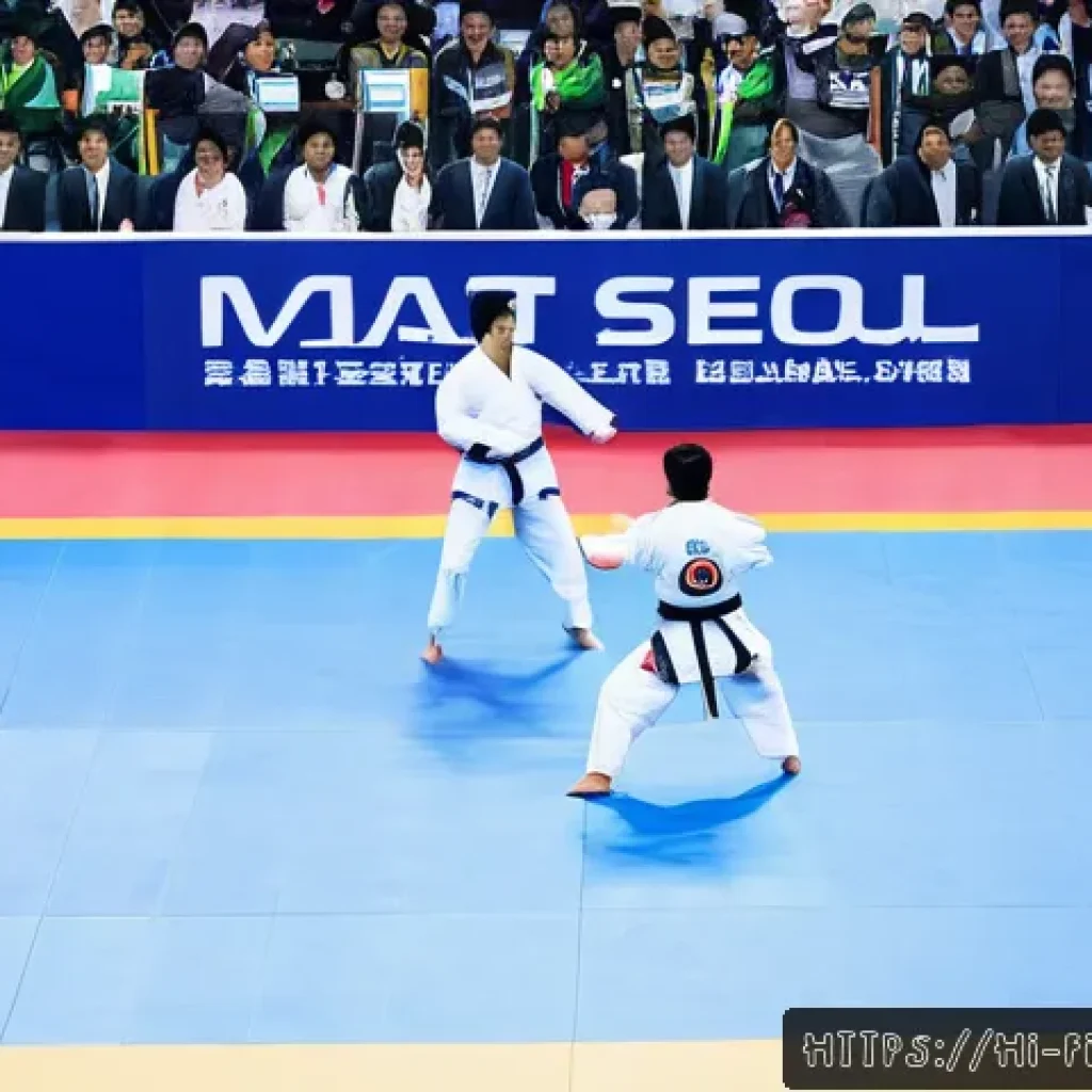 격투기 국내 대회 일정 - A high-energy martial arts tournament scene inside a large, modern Seoul Sports Complex arena during...