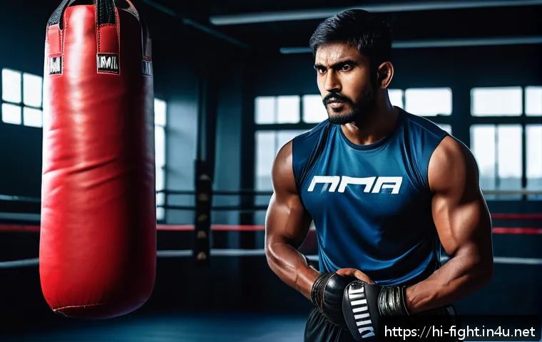 격투기 선수별 전적 비교 - A determined Indian male fighter in his late 20s, wearing modern MMA training gear including shorts ...